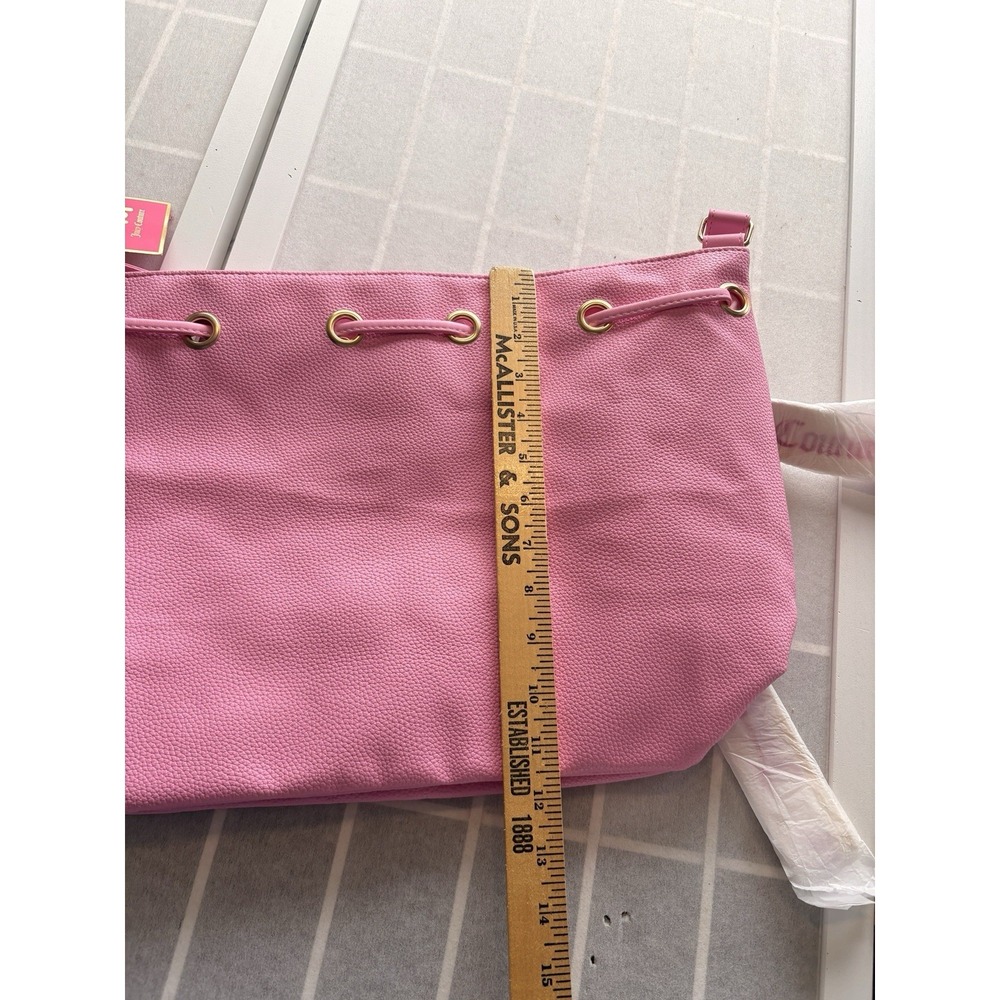 NWT Juicy Couture Pink Bubblegum Bucket Drawstring Shoulder/Cross Body Bag Purse - Picture 6 of 8